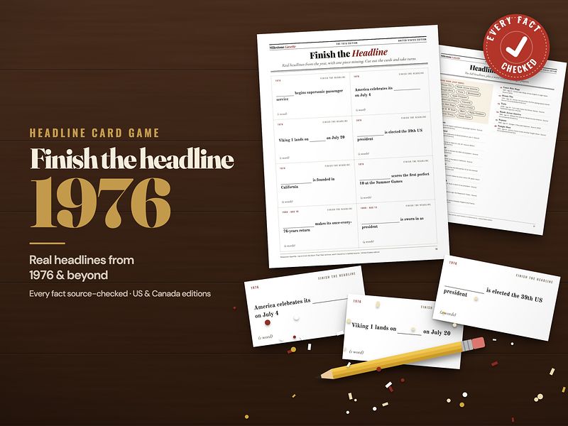 Finish the Headline 1976 card game